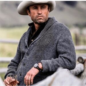 Line of Trade Dockside Shawl Cardigan Wool Shetland